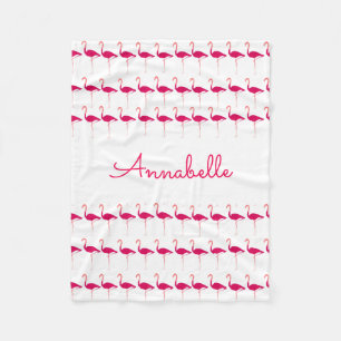 Couverture Polaire Flamant rose d'aquarelle personnalisée rose vif Im