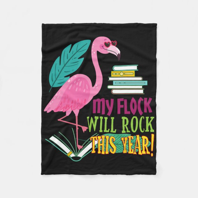 Couverture Polaire Flamant rose de l'enseignant Mon troupeau va roche (Devant)