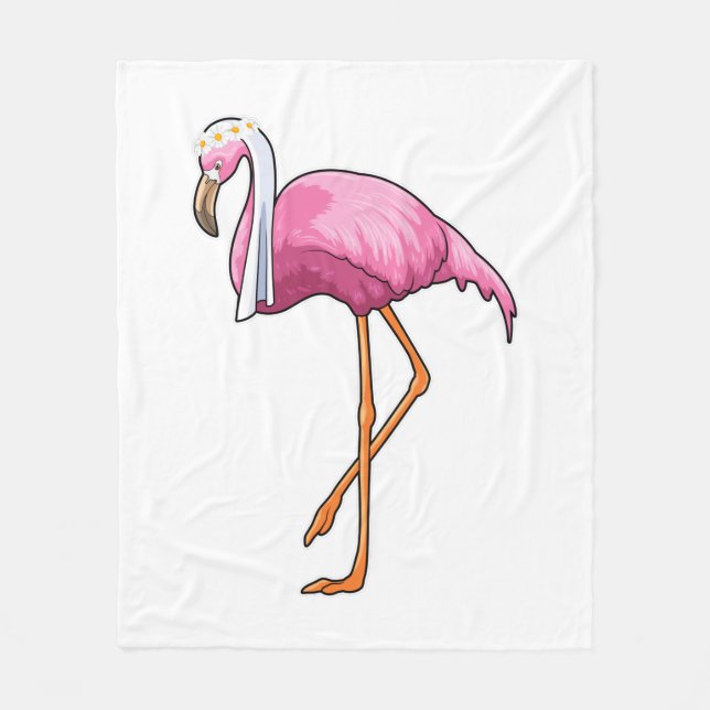 Couverture Polaire Flamant rose de mariée avec voile (Devant)