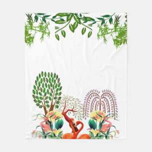 Couverture Polaire Flamant rose d'oiseaux aquatiques Couple Arbre de 