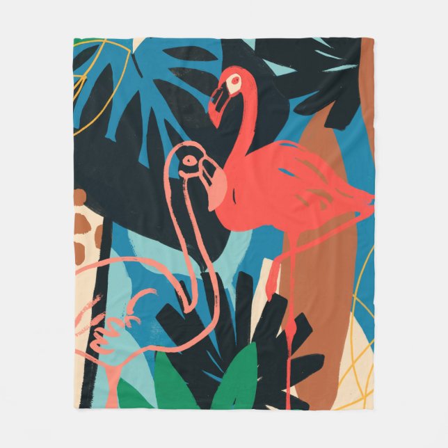 Couverture Polaire Flamant rose funky (Devant)