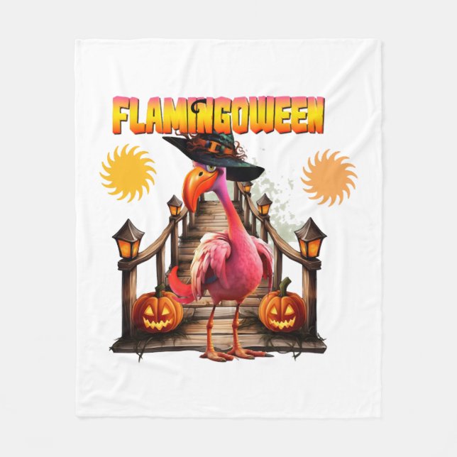 Couverture Polaire Flamant rose Halloween (Devant)