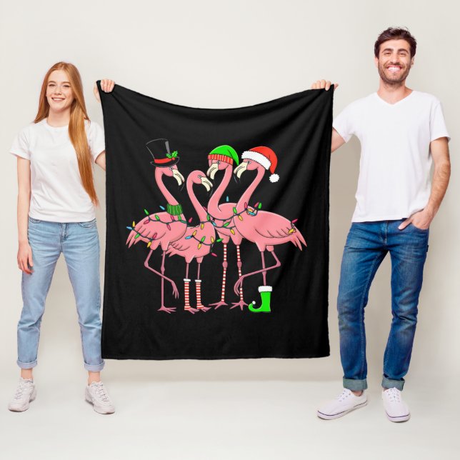 Couverture Polaire Flamant rose Joyeux Noël Drôle Flamant rose Lover  (En situation)
