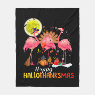 Couverture Polaire Flamant rose mignon HalloThanksmas Happy Halloween