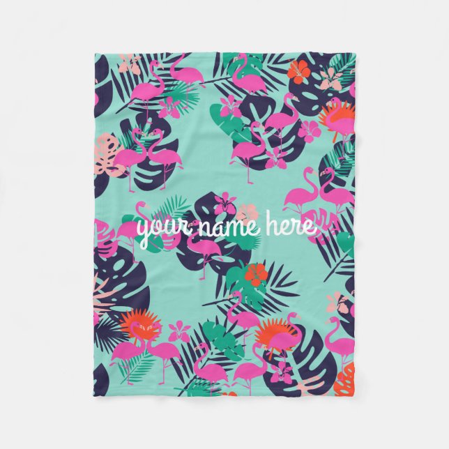 Couverture Polaire Flamant rose personnalisé (Devant)