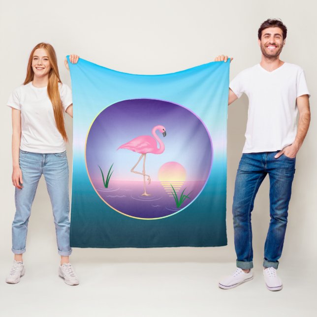 Couverture Polaire Flamant rose rose (En situation)
