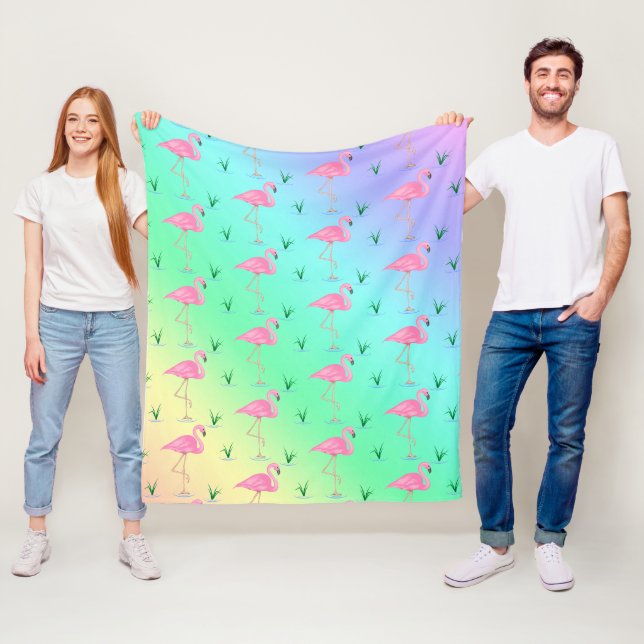 Couverture Polaire Flamant rose rose (En situation)