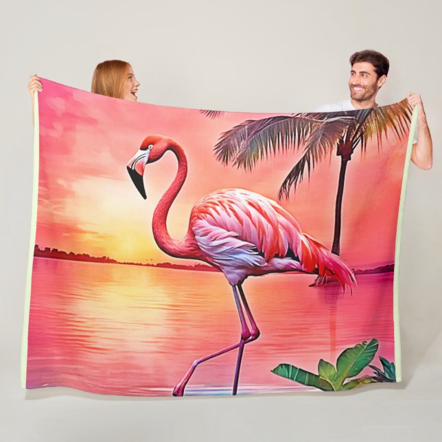 Couverture Polaire Flamant rose rose (En situation)