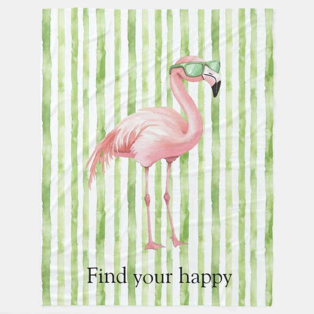 Couverture Polaire Flamant rose rose blanc vert (Devant)