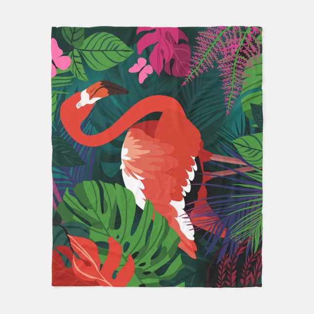 Couverture Polaire Flamant rose rose : Harmonie des papillons tropica (Devant)