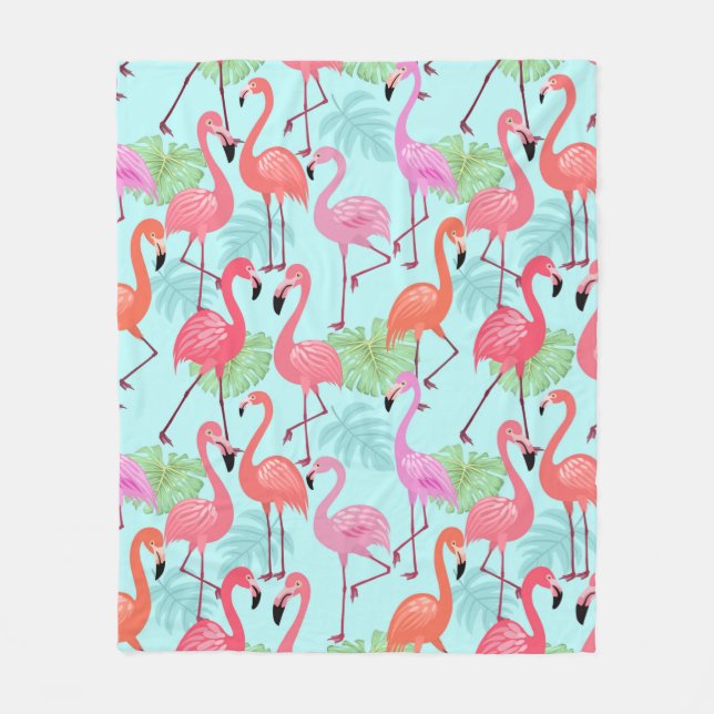 Couverture Polaire Flamant rose rose Oiseau Toison Blanket Cadeau (Devant)