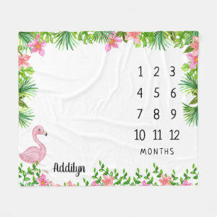Couverture Polaire Flamant rose rose Tropical Baby Milestone