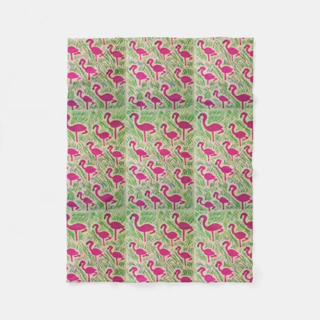 Couverture Polaire Flamant rose tropical Blanche polaire (Devant)