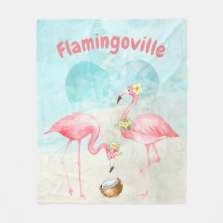 Couverture Polaire Flamant rose tropical Blanche polaire