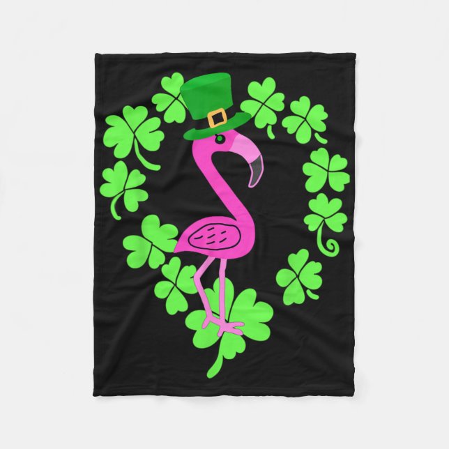Couverture Polaire Flamant Trèfle Saint Patrick Animal  (Devant)