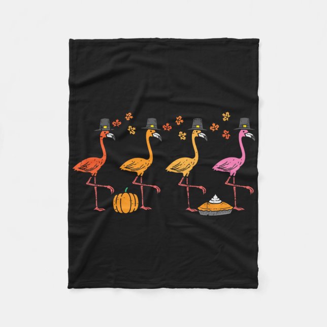 Couverture Polaire Flamants roses d'action de grâce drôle Automne Aut (Devant)