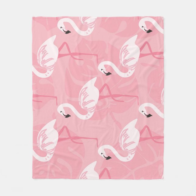Couverture Polaire Flamants roses : illustration vintage sans soudure (Devant)