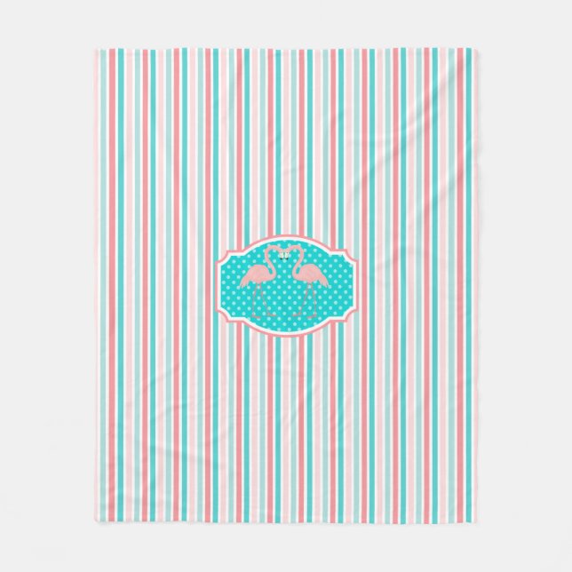 Couverture Polaire Flamants roses mignons en Motif Amour (Devant)