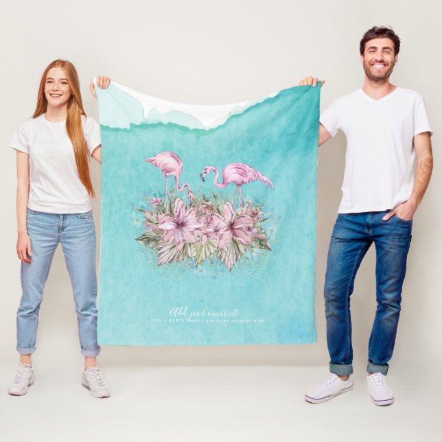 Couverture Polaire FLAMANTS ROSES personnalisés (En situation)