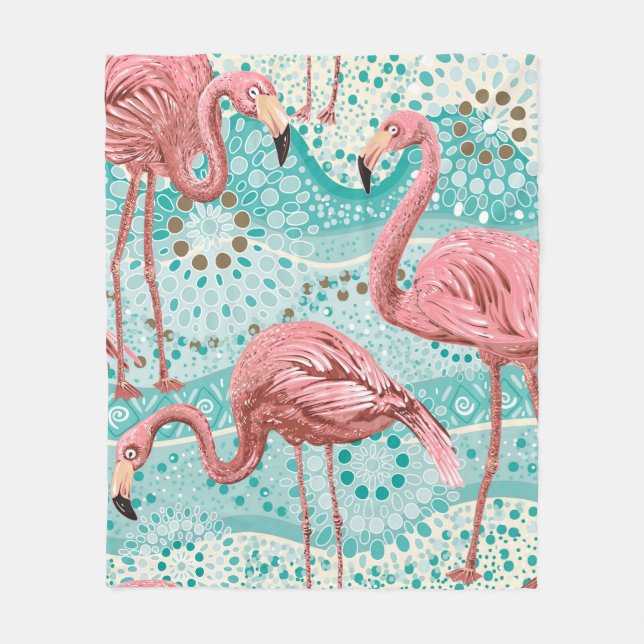 Couverture Polaire Flamants roses sans soudure motif (Devant)