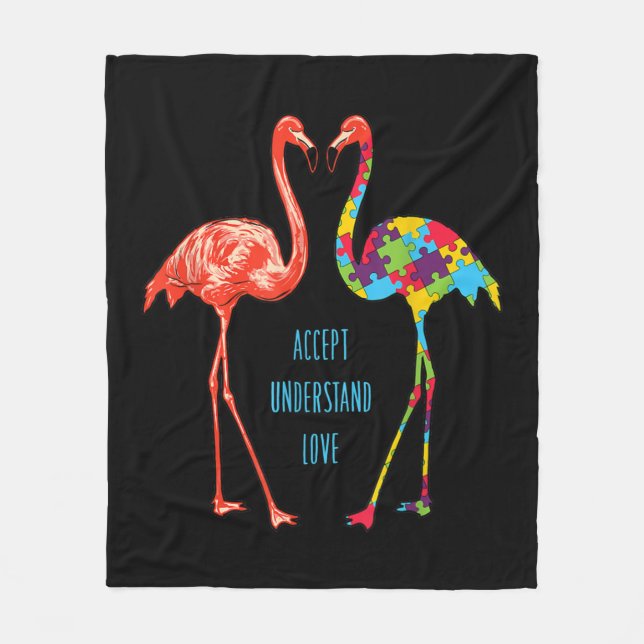 Couverture Polaire Flamingo | Accept Understand Love Autism Flamingo (Devant)