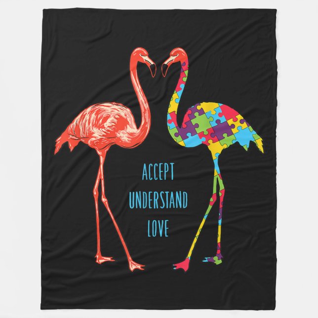 Couverture Polaire Flamingo | Accept Understand Love Autism Flamingo (Devant)