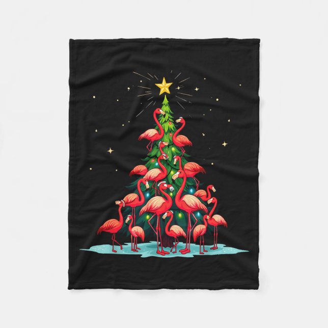 Couverture Polaire Flamingo Christmas Tree Funny Nkie Holiday Flaming (Devant)