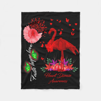 Couverture Polaire Flamingo Faith Hope Love Heart Disease Awareness 