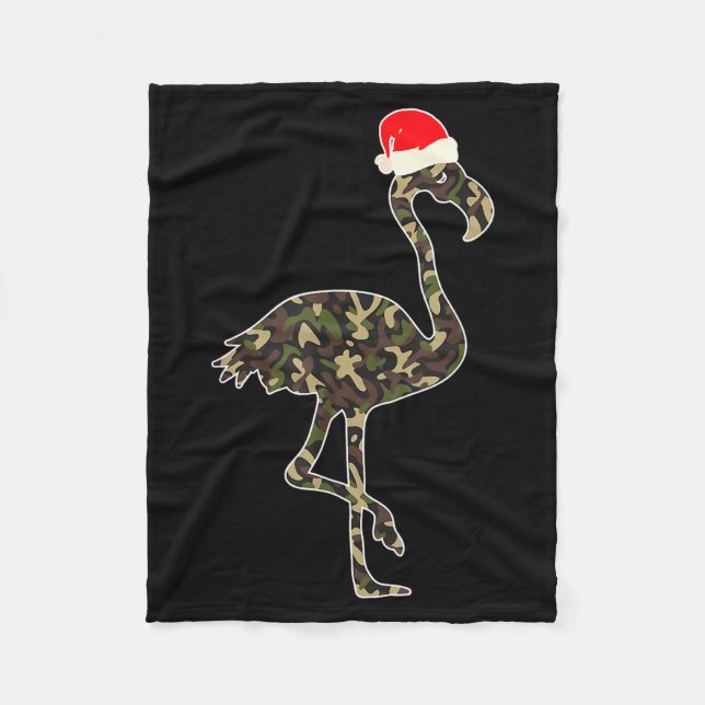 Couverture Polaire Flamingo Lover Christmas Santa Hat Camouflage Illu (Devant)