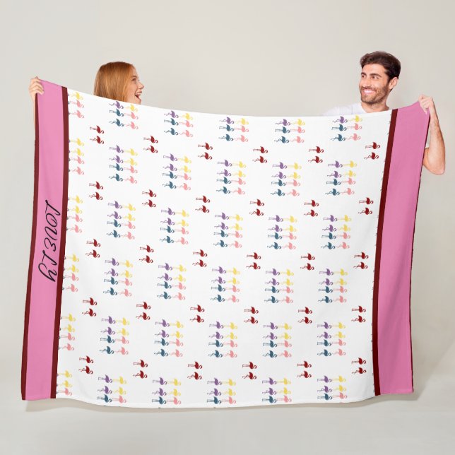 Couverture Polaire Flamingo motif coloré (En situation)