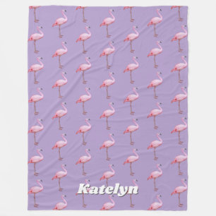 Couverture Polaire Flamingo rose mignon Nom du motif rose et violet v