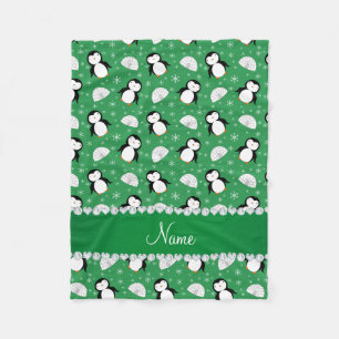 Couverture Polaire Flamme de neige de pingouins verts