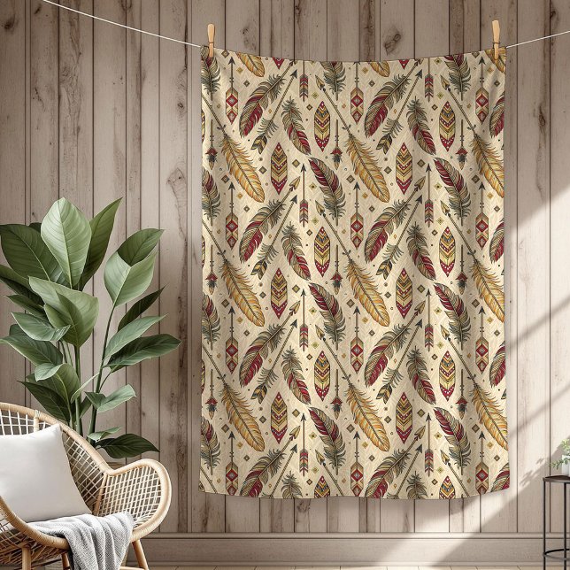 Couverture Polaire Flèche Boho Authentic Tribal Native Ethnic Feather (Boho Authentic Tribal Native Ethnic feathers arrow Fleece Blanket)