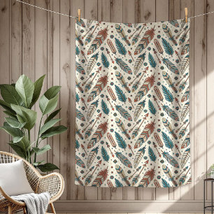 Couverture Polaire Flèche Boho Authentic Tribal Native Ethnic Feather