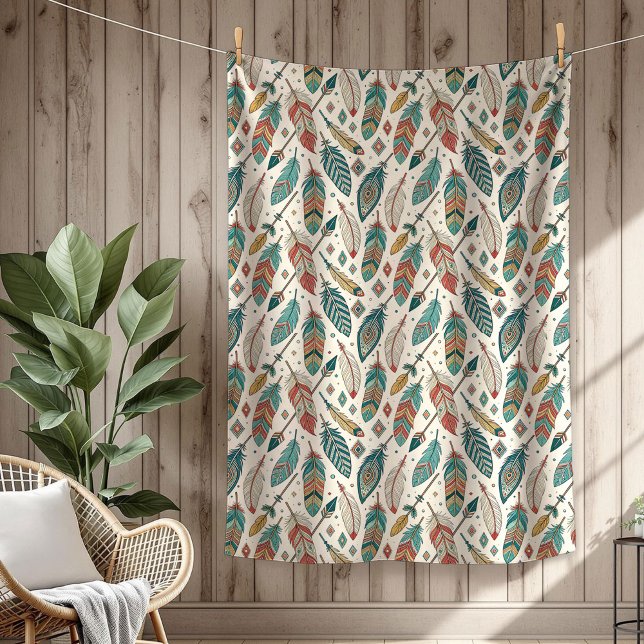 Couverture Polaire Flèche Boho Authentic Tribal Native Ethnic Feather (Boho Authentic Tribal Native Ethnic feathers arrow Fleece Blanket)