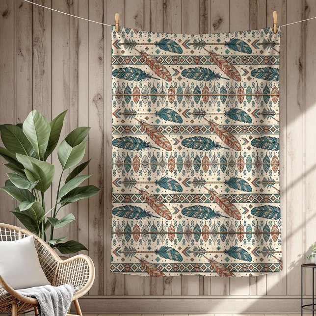 Couverture Polaire Flèche Boho Authentic Tribal Native Ethnic Feather (Boho Authentic Tribal Native Ethnic feathers arrow Fleece Blanket)