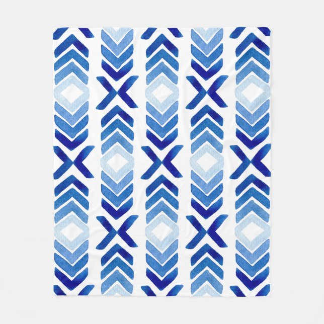 Couverture Polaire Flèches bleu Rhombus Motif aquarelle (Devant)