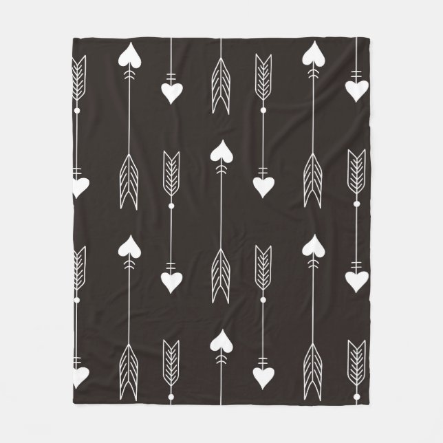 Couverture Polaire Flèches, coeurs, motif vintage abstrait. (Devant)