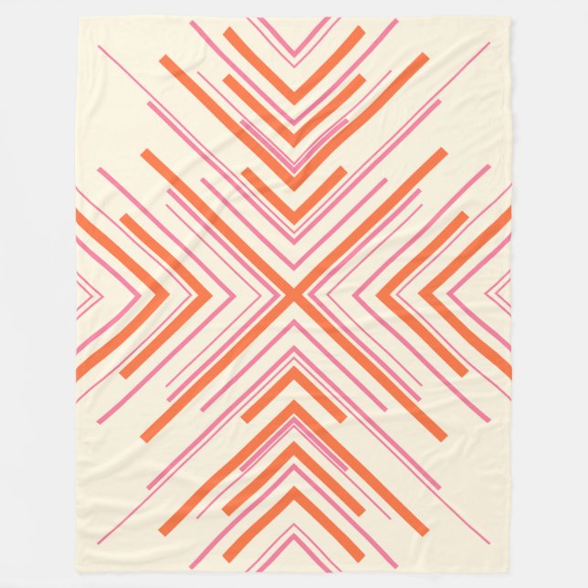 Couverture Polaire Flèches en rose, orange et crème (Devant)