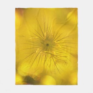 Couverture Polaire Fleece Blanche Bokeh Jaune Fleur