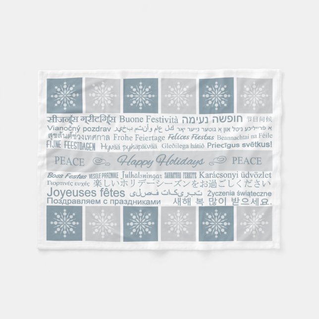 Couverture Polaire Fleece multilingue "Joyeuses Fêtes" (Devant (Horizontal))