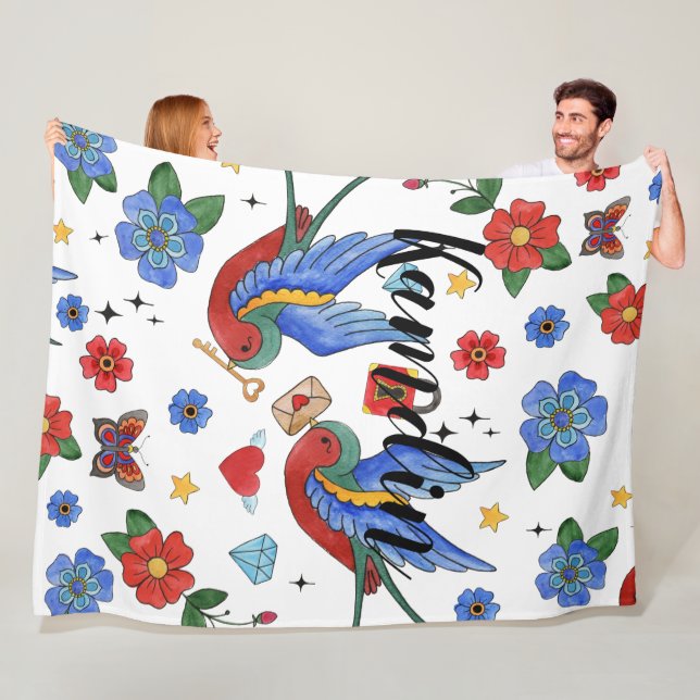 Couverture Polaire Fleece personnalisée Jeter tatouage traditionnel d (En situation)