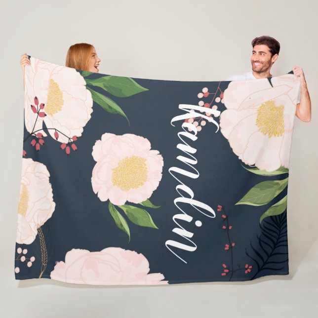 Couverture Polaire Fleece personnalisée Lancer des fleurs blanches su (En situation)