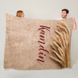 Couverture Polaire Fleece personnalisée Lancer le blé sur Burlap Sack