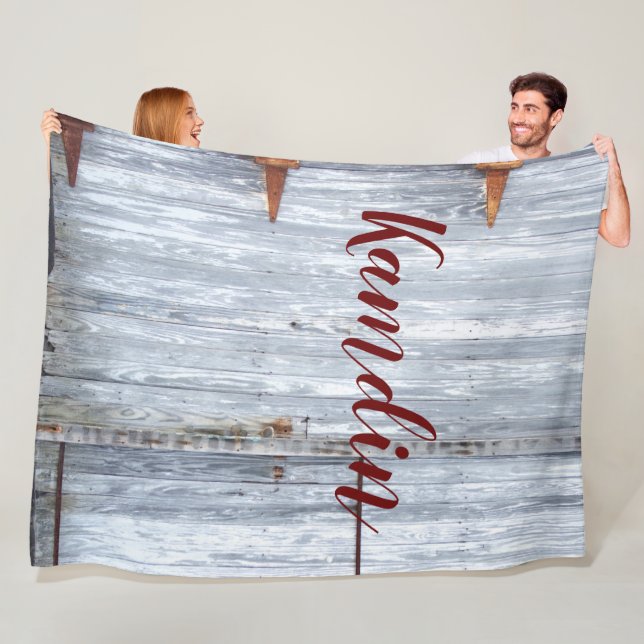 Couverture Polaire Fleece personnalisée Laver blanc Laver bois Grange (En situation)