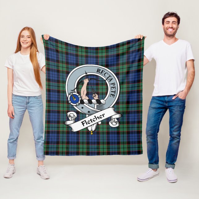 Couverture Polaire Fletcher Ancien Clan Badge Tartan Plaid (En situation)