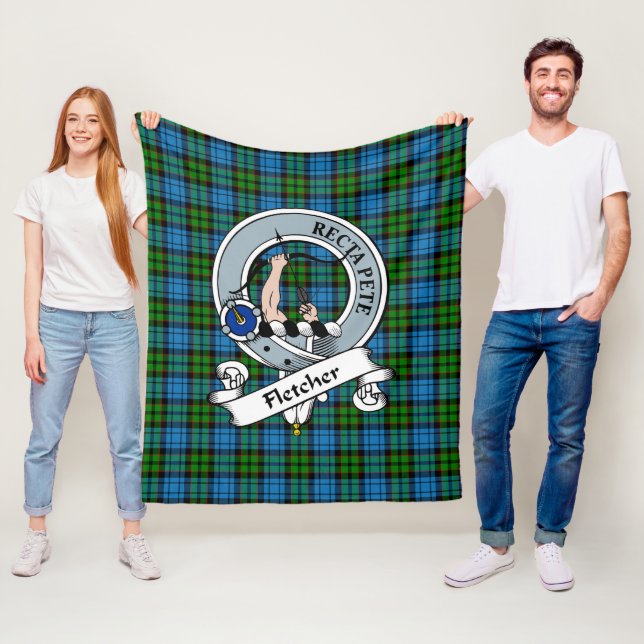 Couverture Polaire Fletcher Clan Badge Tartan Plaid (En situation)