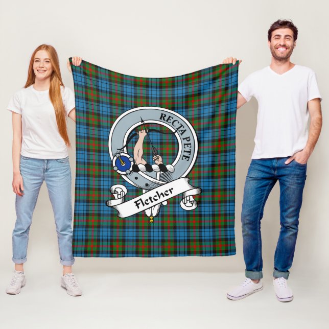 Couverture Polaire Fletcher de Dunan Clan Badge Tartan Plaid (En situation)