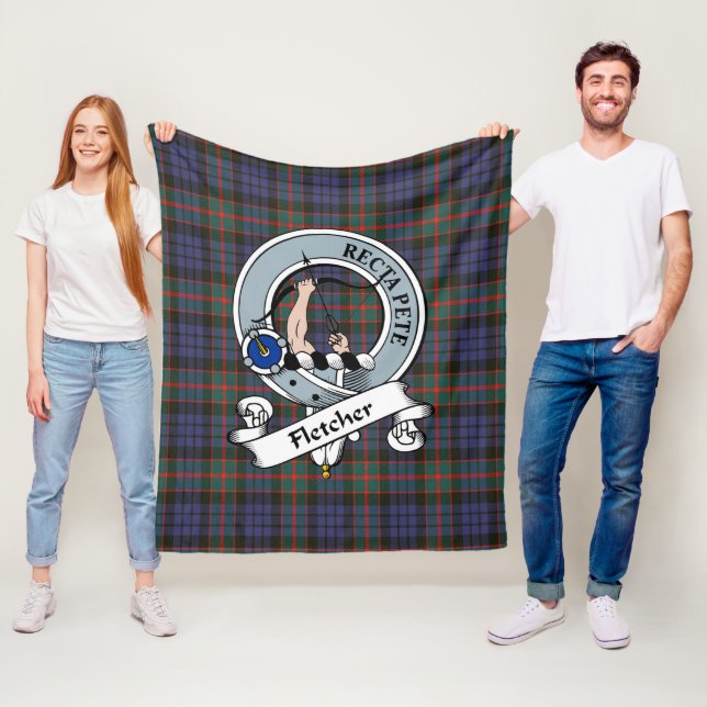 Couverture Polaire Fletcher De Dunans Clan Badge Tartan Plaid (En situation)