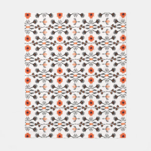 Couverture Polaire Fleur à rayures bohème : vintage à main.